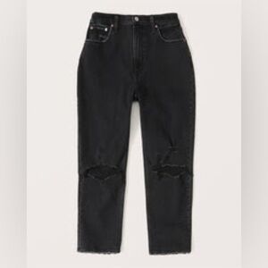 Abercrombie & Fitch Curve Love Ultra High Rise Ankle Straight Jeans, black